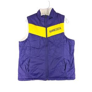 NFL Minnesota Vikings Vest Womens Large Reversible Sherpa Puffer Vest NWOT‎